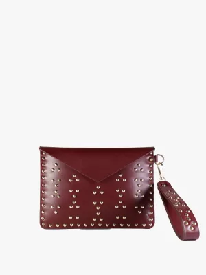 Signature studded leather clutch